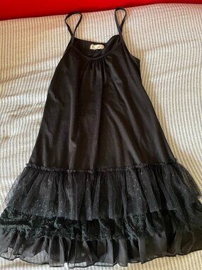 Altar'd State Black Tiered Mesh, Lace, & Tulle Slip Dress
